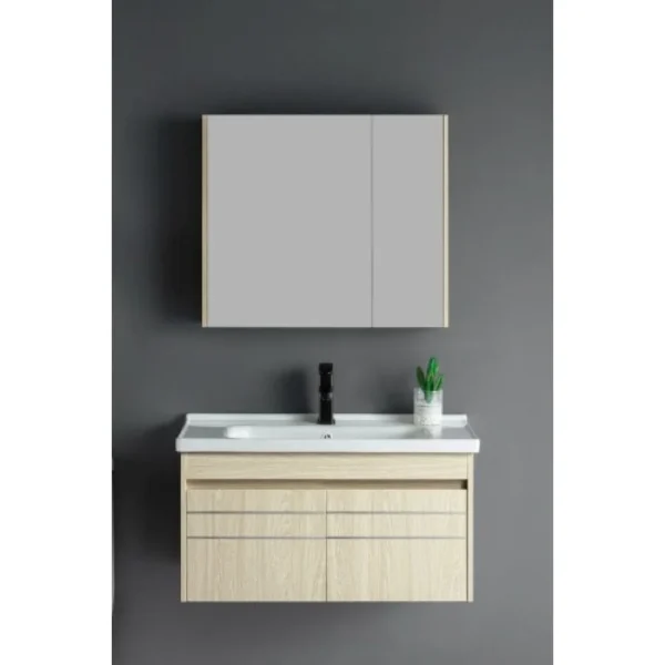 مغسلة خشبي فاتح مقاس 80سم