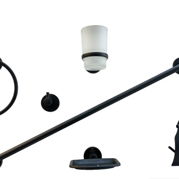 طقم اكسسوار حمام اسود ٦ قطع