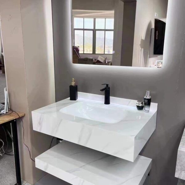 مغسلة بورسلان 80سم لون ابيض مرخم ليزر