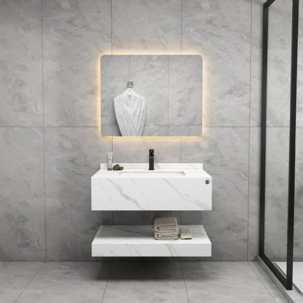 مغسلة بورسلان 80سم لون ابيض مرخم